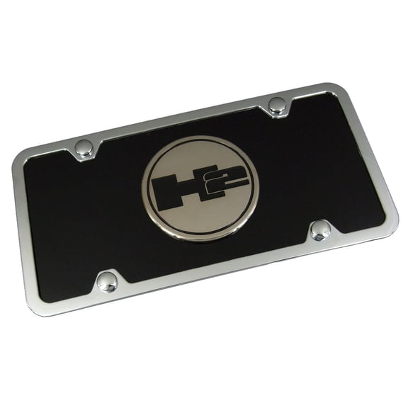 Hummer H2 Logo License Plate Kit (Chrome on Black)
