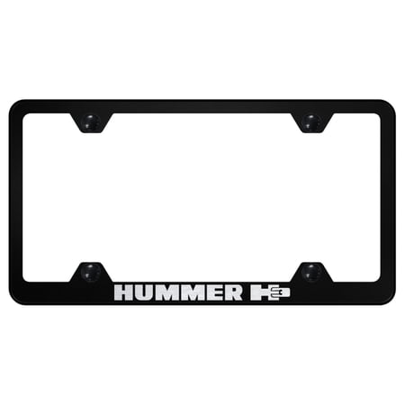 Hummer H3 Laser Etched Logo Wide Body License Plate Frame (Black)