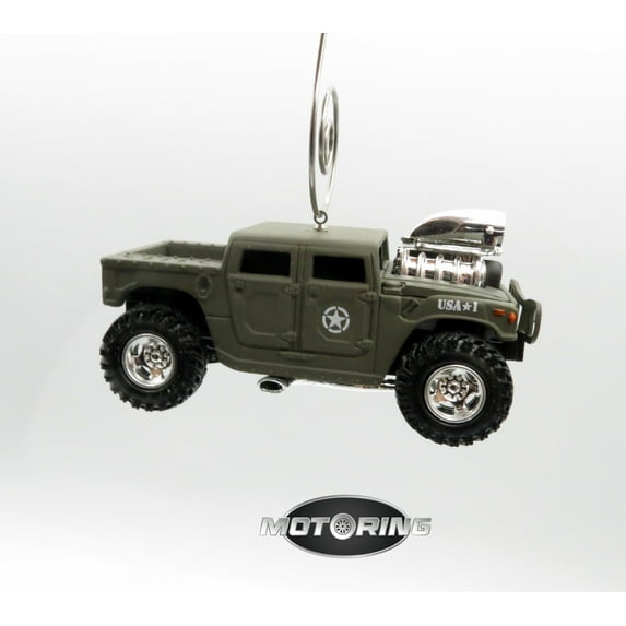 Hummer Humvee SUV Army Green Car Rare Christmas Ornament Diecast