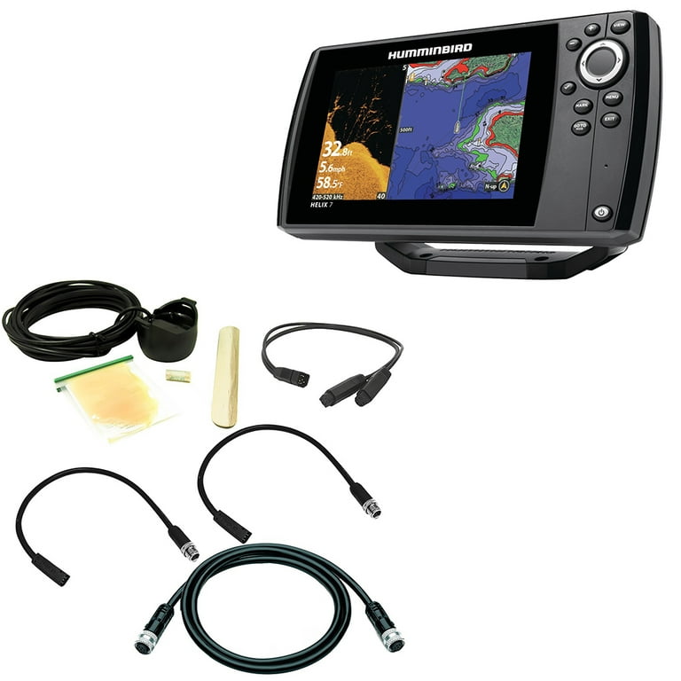 Humminbird 410330-1 HELIX 7 CHIRP DI GPS G2N Fishfinder & 700059-1 Dual  Helix Starter Kit
