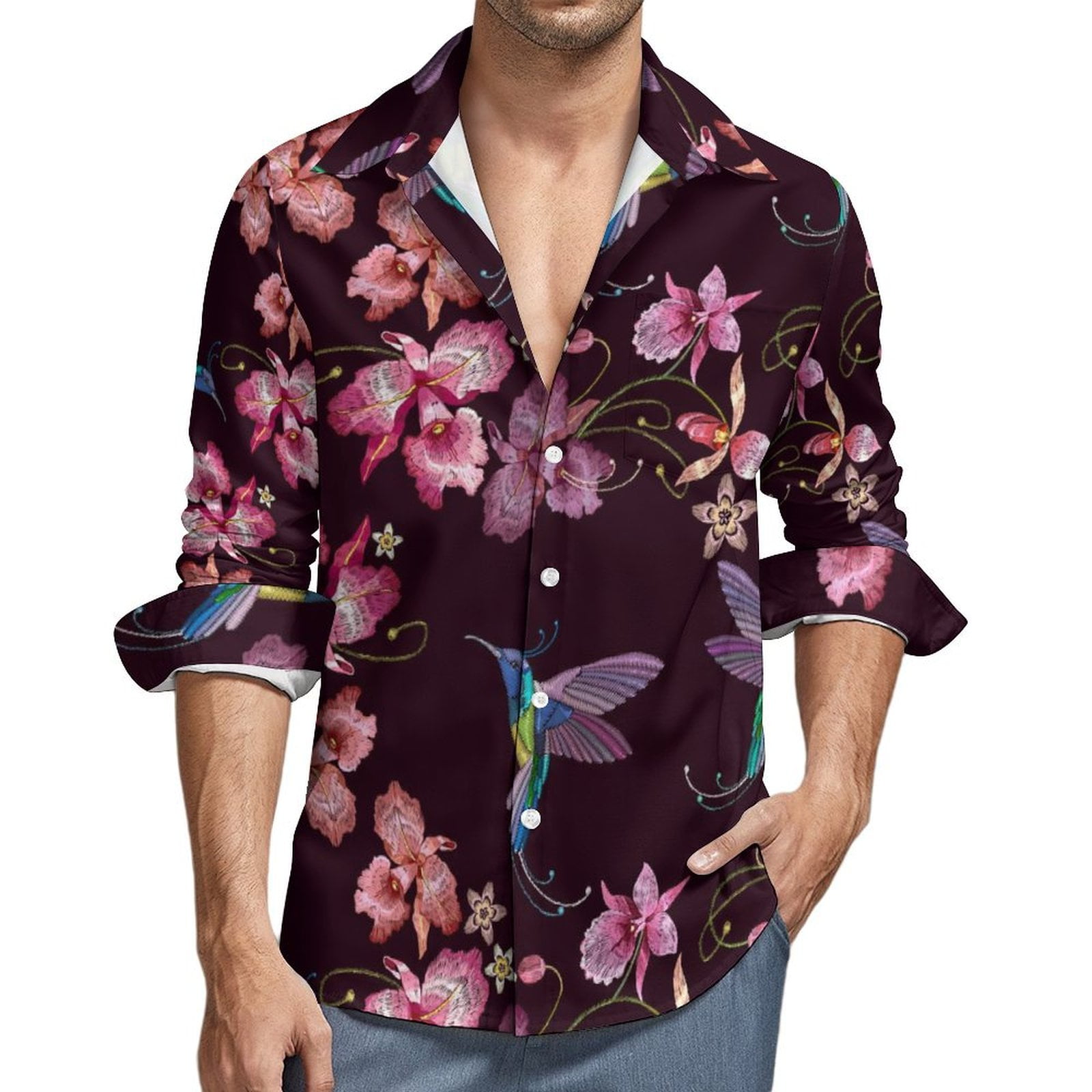 Men's Button-Up Dress Shirt - Tropical Macaw - Tealwing