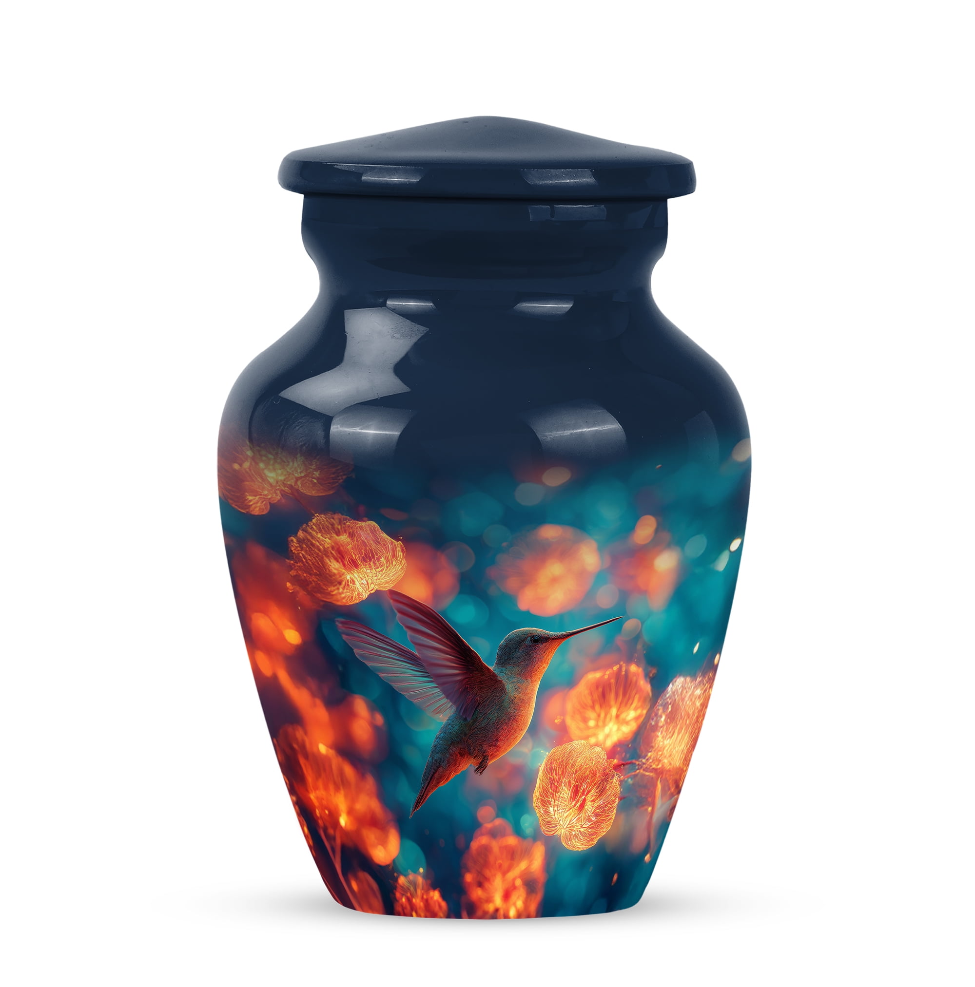 Humming Bird Burial Urns For Male - Orange Keepsake Cremation Urn For Ashes For Women - Tiny Flower Urn For Mom - Blue Decorative Urns For Human Ashes 3 Inch