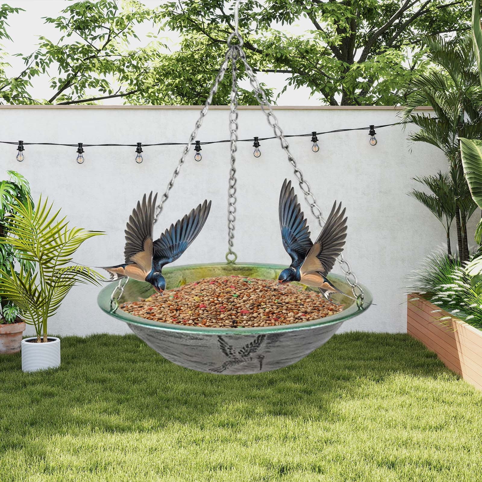 Humming Bird Feeders For Outdoors Metal Wrought Iron Feeder Outdoor Multifunctional Garden Hanging Hummingbirds Feeder Bird Feeder Birdhouses Squirrel Proof