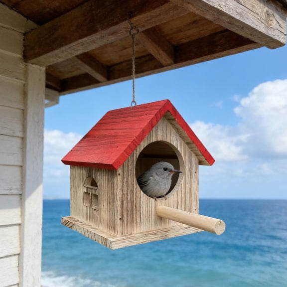 Humming Bird Feeders For Outdoors Solid Wood Outdoor Rainproof Bird Nests Warm Hatching Nests Rural Courtyard Hanging Mini Bird Nests for Outdoors Garden Patio Yard Lawn Decor