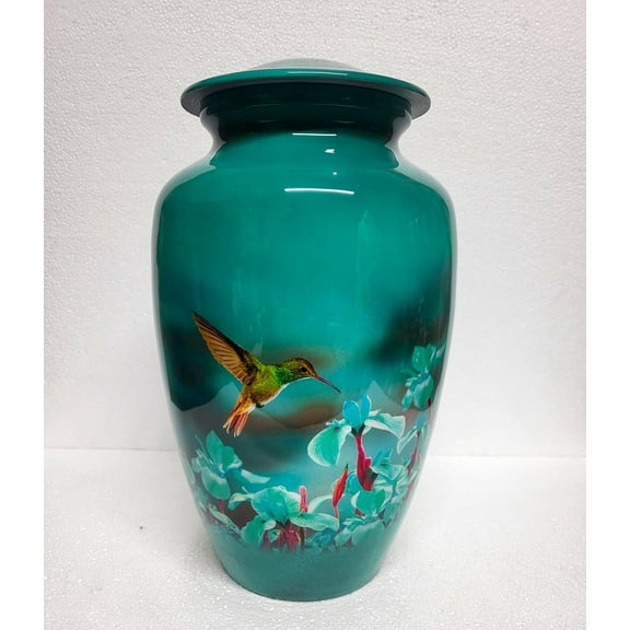 Humming Bird Flower Urn Ashes Adult Cremation Urns with Velvet Bag 10 inch