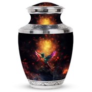Humming Bird With Golden Background Serene Horizon Large Urn for Ashes - Peaceful Outlook for Women - Cremains Elegance Funeral Urns For Human Ashes - Memorial Urns 10 Inch