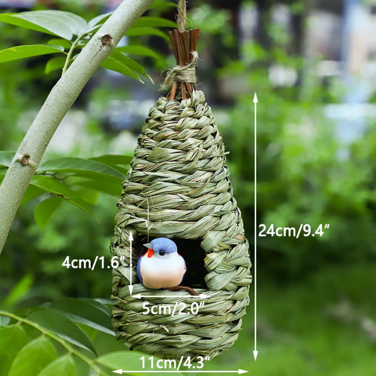 4 Pack Humming Bird Houses for Outside Hanging, Natural Grass Hut, Hand Woven Hummingbird Nest