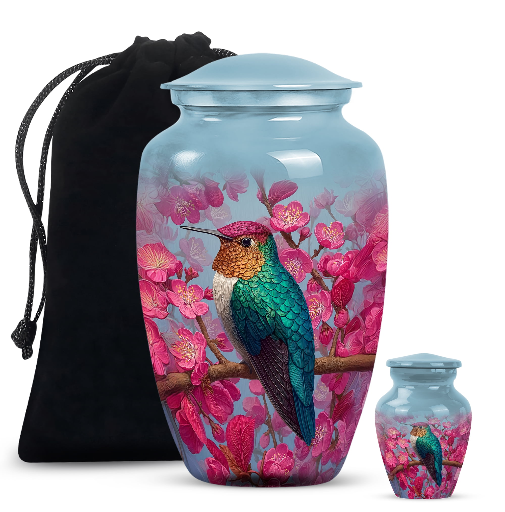 Humming Bird Keepsake Urns For Human Ashes Baby Girl & Boy, Cremation Urns For Ashes Women, Large Decorative Funeral Urn For Ashes For Male, Female (Size-10inch 1pcs, 3inch 1pcs)