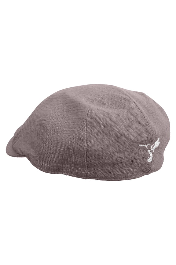 Humming Bird Logo Embroidered Big Size Men's Linen Ivy Cap - Charcoal 2XL-3XL