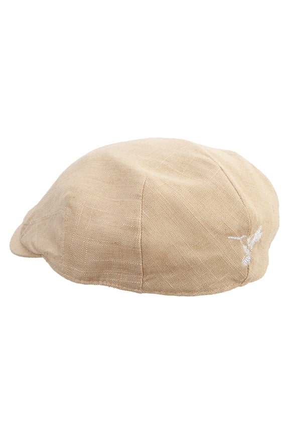 Humming Bird Logo Embroidered Big Size Men's Linen Ivy Cap - Khaki XL-2XL