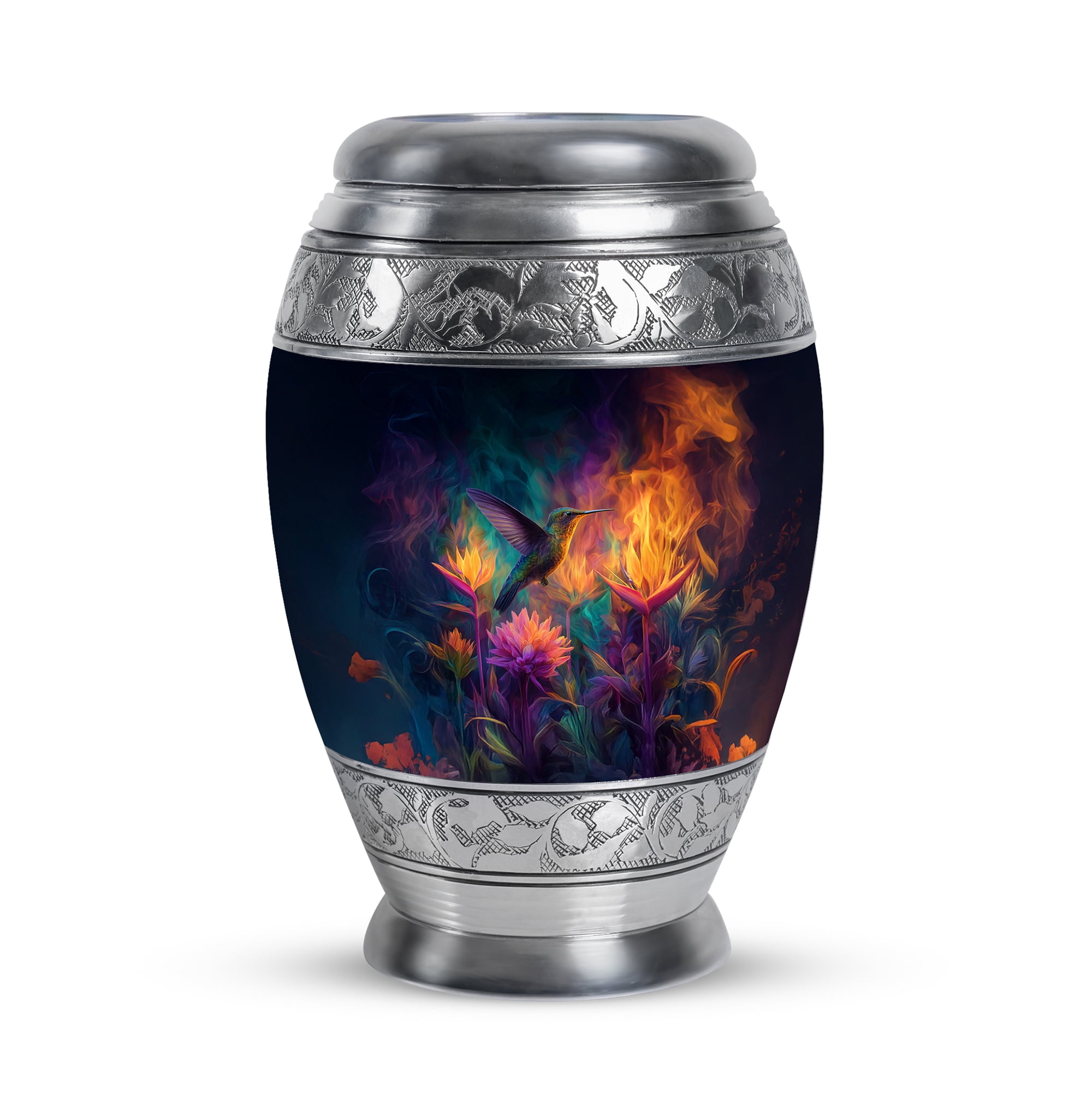 Humming Bird Small Cremation Urns For Adult Male, Keepsake Urn For Mom Ashes, Flowers Funeral Urns For Adult Male, Black Little Urn For Male Ashes, 3 Inch