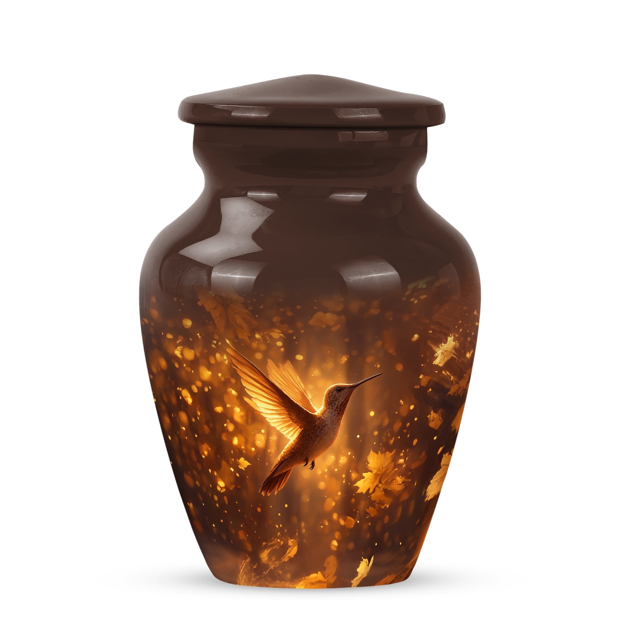 Humming Bird Small Urns For Ashes Adult Man - Burial Urns For Human Ashes Adult Female - Brown Keepsake Funeral Urn For Mom - Little Urn For Mother 3 Inch