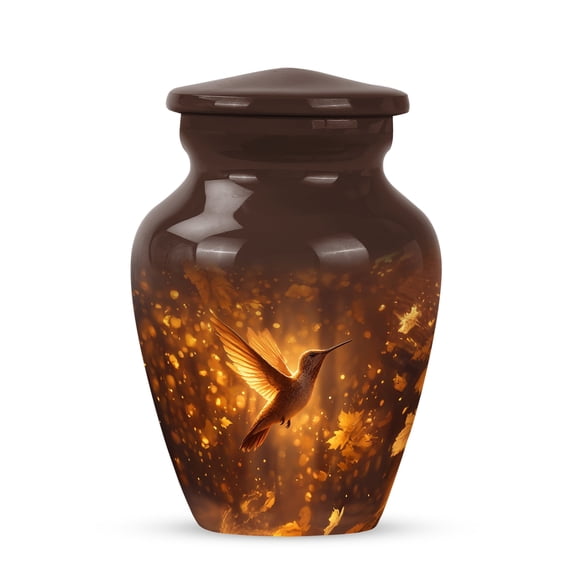 Humming Bird Small Urns For Ashes Adult Man - Burial Urns For Human Ashes Adult Female - Brown Keepsake Funeral Urn For Mom - Little Urn For Mother 3 Inch