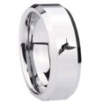 thumbnail image 1 of Tungsten Humming Bird 8mm Gray Polished Beveled Edges Men's Ring, 1 of 1