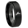 thumbnail image 1 of Tungsten Humming Bird 8mm Black Polished Step Edges Men's Ring, 1 of 1