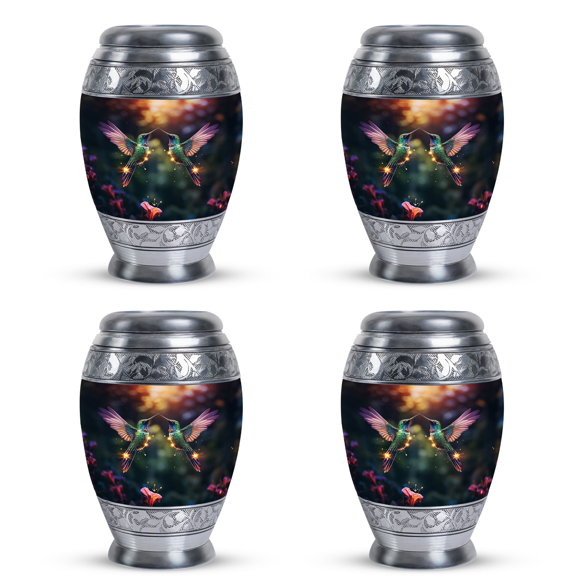 Humming Birds Green Forest- Small Urns For Human Ashes Keepsake- Cremation Urn For Ashes - Burial Urns For Cremated Remains(Size-3inch,4pcs)