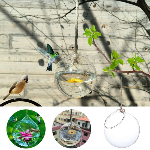 Humming Glass Feeder Manually Blowing Glass Hummingbird Feeder, Transparent Design, Hand-Blown Glass, Attracts Hummingbirds, Easy to Clean, Great Gift for Garden Enthusiasts All Seasons