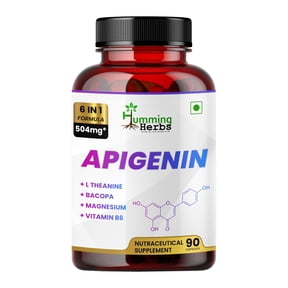 Humming Herbs Apigenin 504mg with L-Theanine, Bacopa, Magnesium, Vitamin B6 & Piper Nigrum | 6-in-1 Wellness Supplement | 90 Vegan Capsules