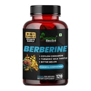 Humming Herbs Berberine Complex | 8-in-1 Formula with Ceylon Cinnamon, Turmeric, Milk Thistle, | 1300mg Per Serving | 120 Vegetarian Capsule