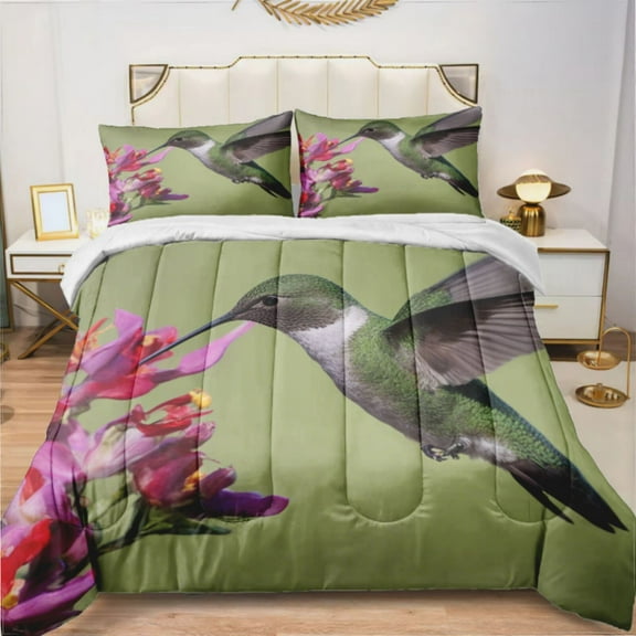 Hummingbird (1) Comforter Set With 2 Pillowcases，3 Pcs Bedding For Adults Comforter Set For Bedroom Bed Decor Twin Size