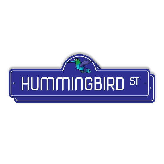Hummingbird (2 Pack) Plastic Street Sign - 6 Inch X 18 Inch Gift Bird Nature Wildlife Garden Flight Cute Decor Outdoors Small Petal Feeder Fast