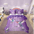 thumbnail image 1 of Hummingbird 7 Piece Comforter Set Full Bed in a Bag,Purple Sequin Fluid Art Bedding Set,Crystal Diamond Comforter and Sheet Set Rustic Aesthetic Animal Bed Set,Jungle Bird Room Decor, 1 of 5