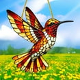 thumbnail image 1 of Hummingbird Acrylic Sun Catcher Window Hanging Decor, Colorful Stained Glass Pendant For Garden Home, Outdoor Wind Chime Ornament, Holiday Gift For Bird Lovers, Handmade Decorative Art, 1 of 6