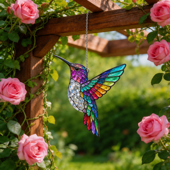 Hummingbird Acrylic Suncatcher Window Hanging Gift for Mom, Colorful Bird Decor