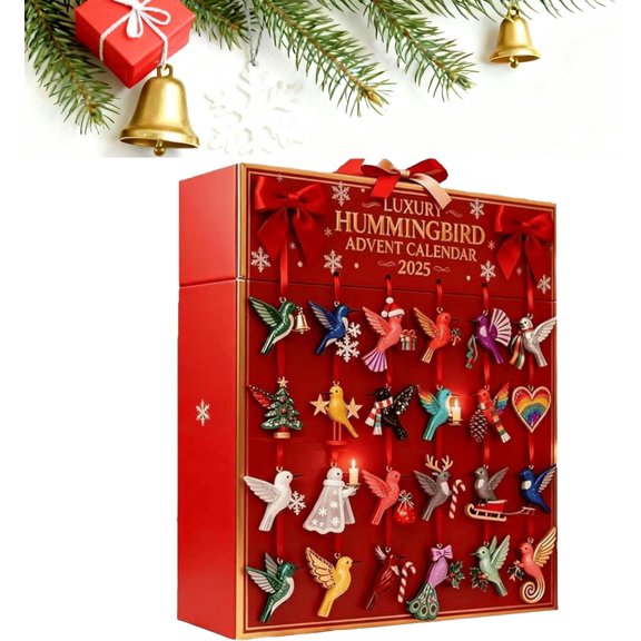 Hummingbird Advent Calendar 2025,24 Days Of Bird Themed Holiday Surprise,2d Acrylic Christmas Festive Countdown Decor For Nature Lovers, Xmas Party Favors (2PCS)