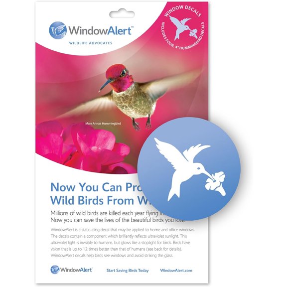 Hummingbird Anti-Collision Decal - UV-Reflective Window Decal to Protect Wild Birds from Glass Collisions - Made in The USA