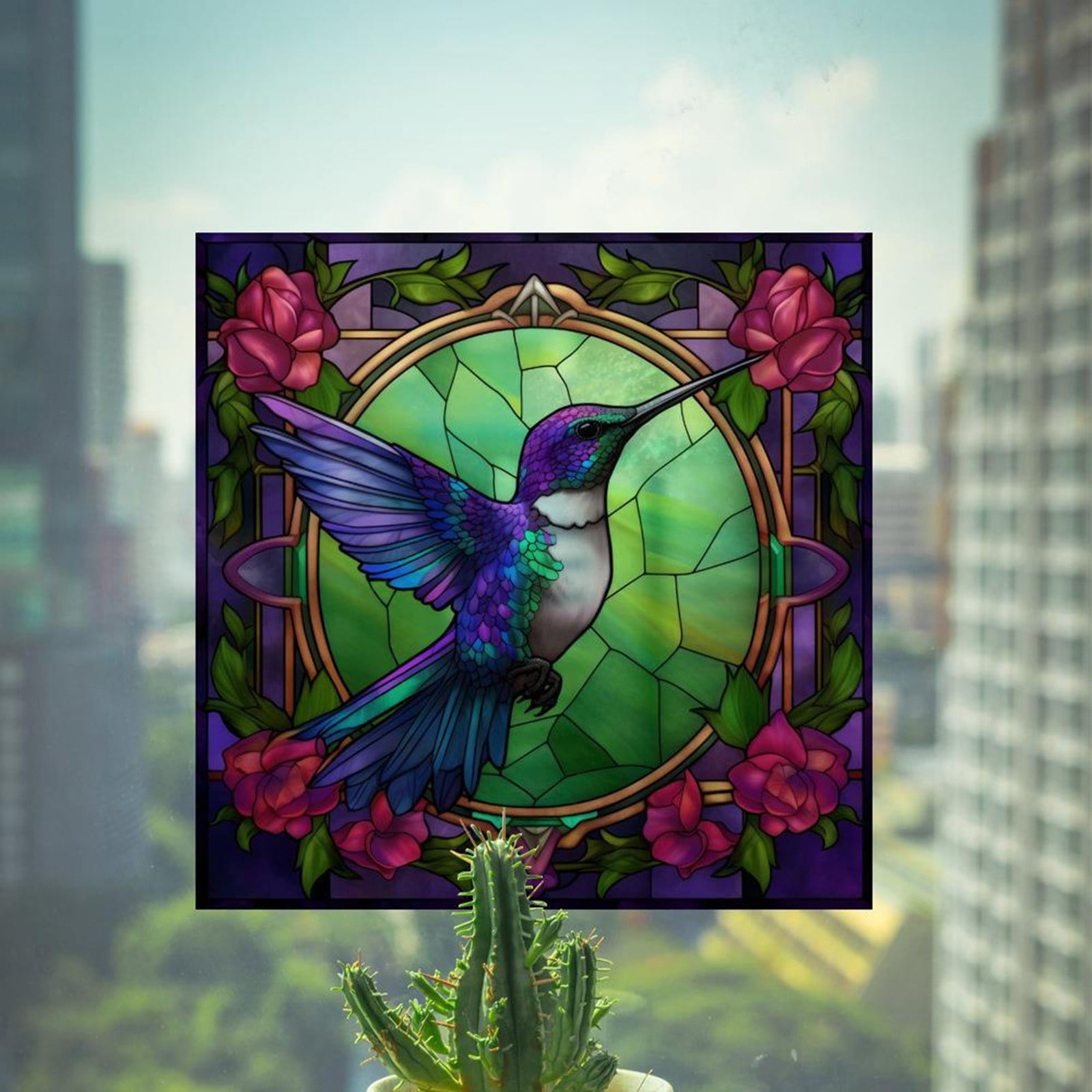 Hummingbird Anti Collision Warning Stickers Color 3D Electrostatic Window Glass Stickers