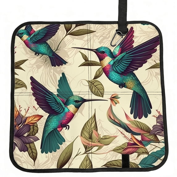 Hummingbird Art Vintage Foldable Seat Cushion for Bleachers, Stadium Seats, Camping & Outdoor Events, Portable Lightweight Pad with Carabiner