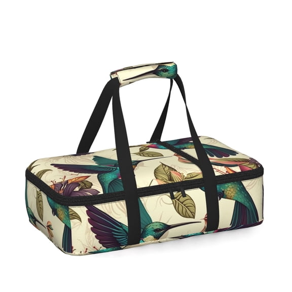 Hummingbird Art Vintage Insulated Casserole Carrier for Hot Cold Food, Bakeware Potluck Thermal Lunch Bag for Lasagna, Parties, Tailgating