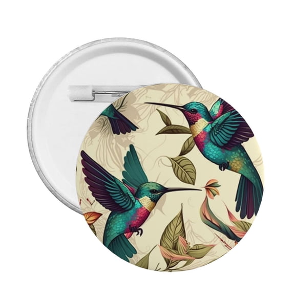 Hummingbird Art Vintage Round Button Pin Badge 5PCS Pinback Buttons Lapel Pin for Jacket, Backpack, Hat, Party Favor, Gift