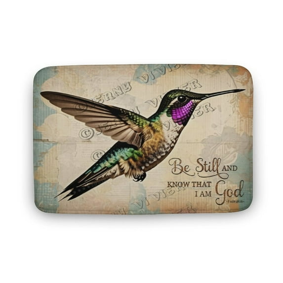 Hummingbird Bath Mat, Bathroom Rug, Microfiber Soft Bird Doormats Shower Mat, Rustic Farmhouse Home Decor Non-Slip Base 16"x24"