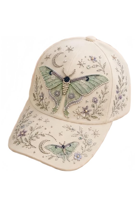 Hummingbird Beaded Hat DIY Craft Kit, Flocked Canvas and Fade-Resistant Pearl Beads Floral Hat Decor, Creative Art Hobbies for Adults and Beginners