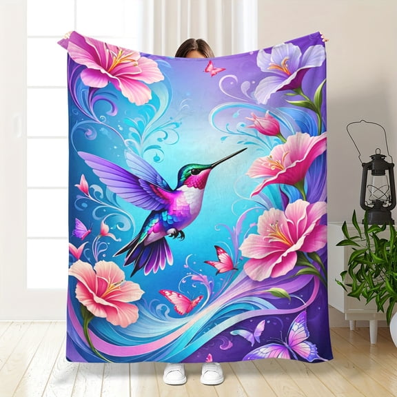 Hummingbird Blanket A Beautiful Hummingbird Themed Printed Blanket Made of Comfortable And Skin Friendly Fabric Perfect for Napping Covering on The Sofa Reading at Night Watching Shows