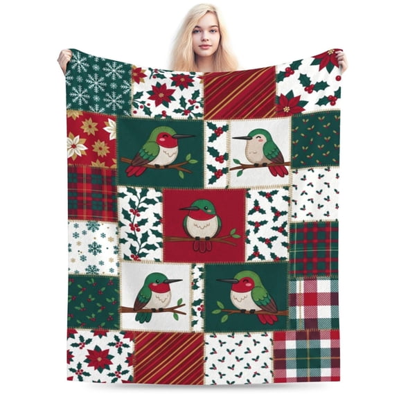 Hummingbird Blanket, Super Soft Cozy Flannel Throw Blanket, Plush Throw Blanket for Home Decor, Couch, Sofa, Bed, Living Room, Gift for Adults 50"x40"