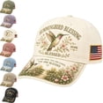 thumbnail image 1 of Hummingbird Blessing Faith Garden Morning Cap,Botanical Hummingbird American Flag Printed Baseball Cap,Lightweight Adjustable Casual Outdoor Sun Hat for Men & Women, 1 of 7