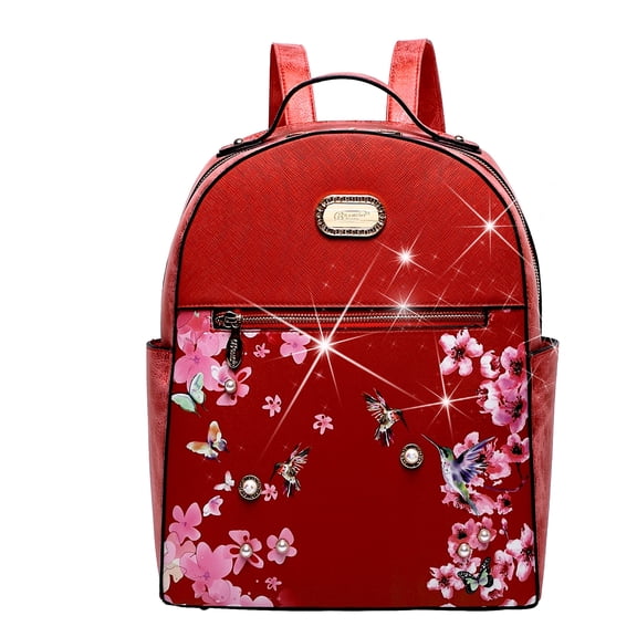 Hummingbird Bloom Crystal Laced Scratch & Stain Resistant Backpack