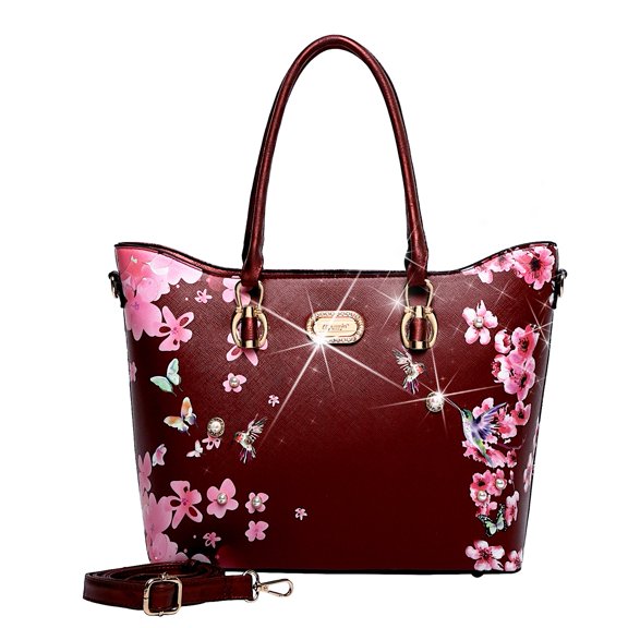 Hummingbird Bloom Scratch & Stain Resistant Top-Handle Bag