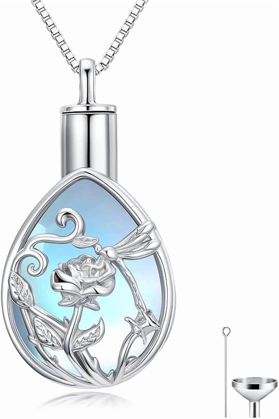 Hummingbird/Butterfly/Dragonfly/Flower Urn Necklace 925 Sterling Silver Cremation Necklace for Ashes Memorial Keepsake Jewelry for Women