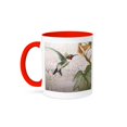 thumbnail image 1 of 3dRose, Hummingbird By Yellow Trumpet Flower on Crackled Background, 15oz Two-Tone Red Mug, 1 of 3