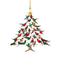 Hummingbird Christmas Ornament, 2D Acrylic Colorful Stack Hummingbird Ornaments, Winter Hummingbirds Christmas Tree Ornament, Winter Bird Stacking Tree Xmas Decor, for Birds Lovers