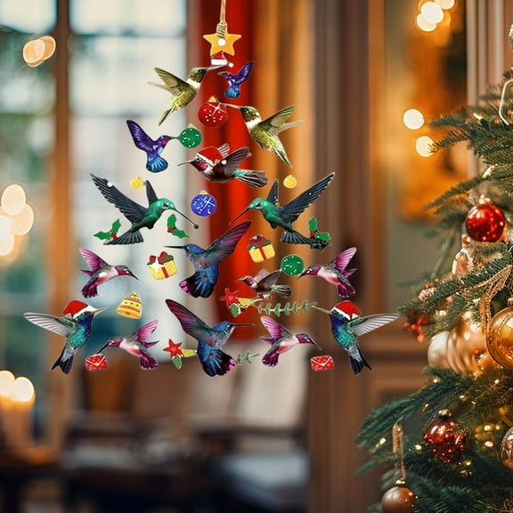 Hummingbird Christmas Ornament, Colorful Acrylic Stack Hummingbird Ornaments Hummingbirds Christmas Tree Ornament, Winter Bird Stacking Tree Xmas Decor for Xmas, for Bird Lovers