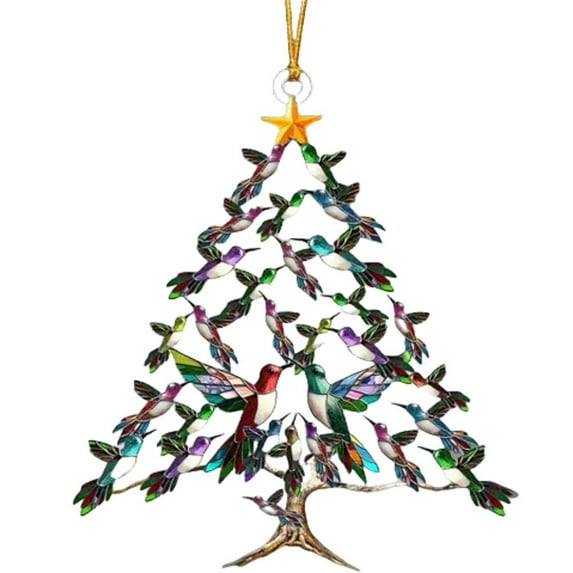 Hummingbird Christmas Ornament, Colorful Hummingbirds Tree Decor Pendants