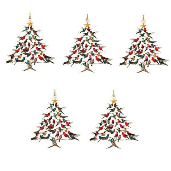 Hummingbird Christmas Ornament, Colorful Hummingbirds Tree Decor, Stacked Hummingbird Ornament for Christmas, Winter Hummingbirds Home Decoration, for Bird Lovers (5PCS) Christmas Gifts