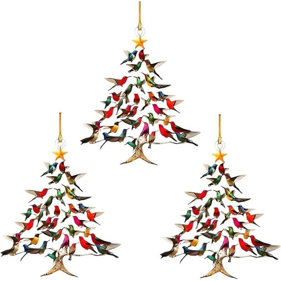 Hummingbird Christmas Ornament, Colorful Hummingbirds Tree Decor, Stacked Hummingbird Ornament for Christmas, Winter Hummingbirds Home Decoration, for Bird Lovers (1PC)