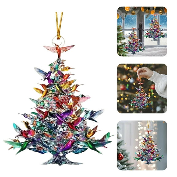 Hummingbird Christmas Ornament, Colorful Hummingbirds Tree Decor, Stacked Hummingbird Ornament for Christmas, Winter Hummingbirds Home Decoration, for Bird Lovers (1PC)