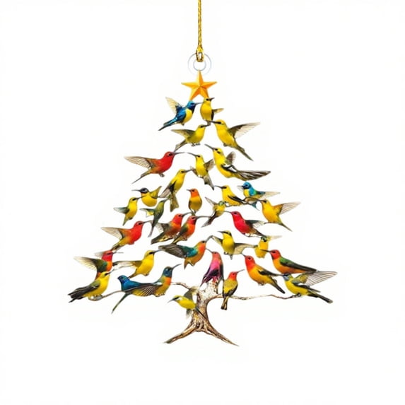 Hummingbird Christmas Ornament, Colorful Stack Hummingbird Home Decor, Hummingbird Christmas Tree Ornament, Winter Hummingbird Stacking Tree Ornamen, for Hummingbird Lover (D)